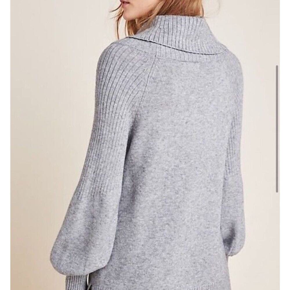 Anthropologie Sweater Sz M Cowlneck Ribbbed Oversized Grey Paloma Balloon Sleeve - Picture 4 of 12